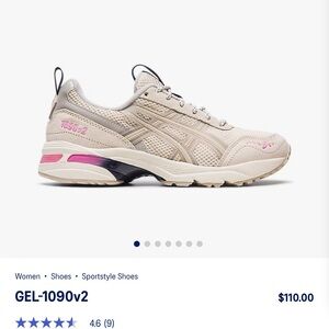 ASICS Women's GEL-1090v2 Beige and Pink Sneakers